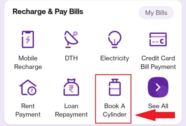 indane gas booking via phone pe 