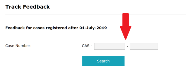 track feedback with case number id