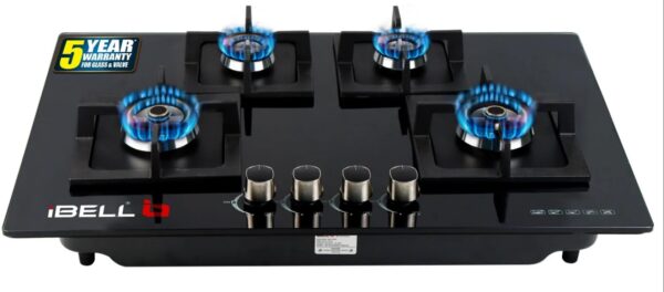 IBell 4 burner, toughened glass gas stove