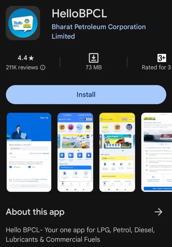 Hello BPCL app install