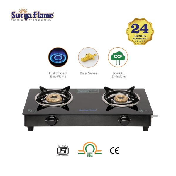 Surya Flame Lifestyle Gas Stove 2 Burners