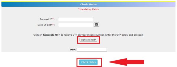 check status bharat gas with otp