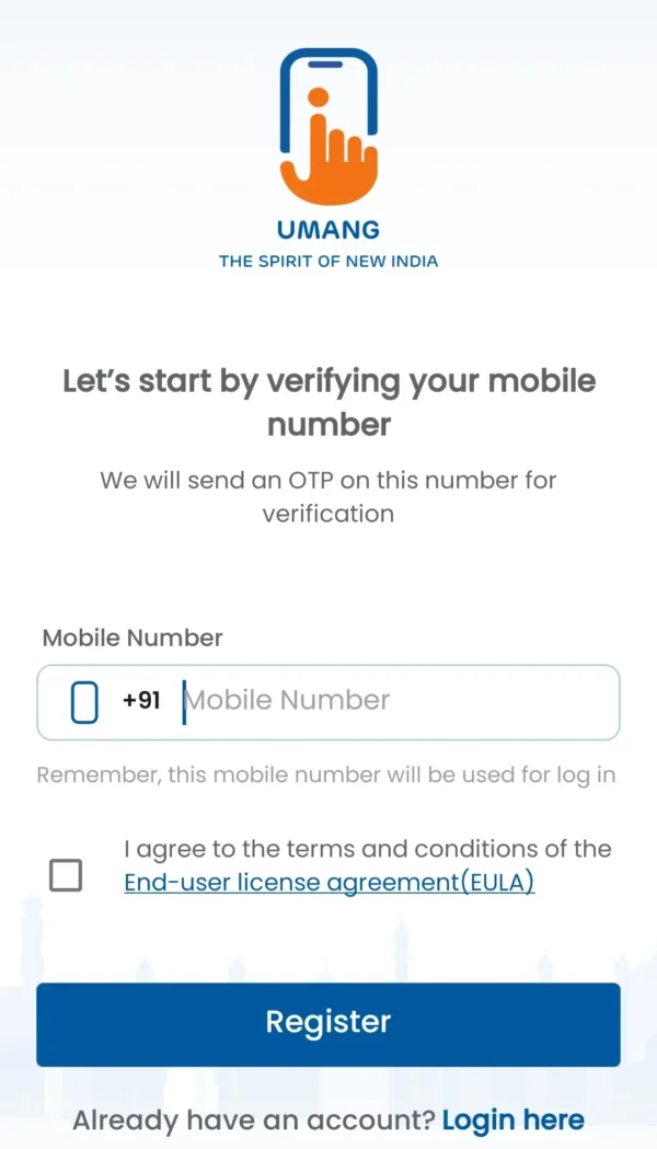 register for umang app
